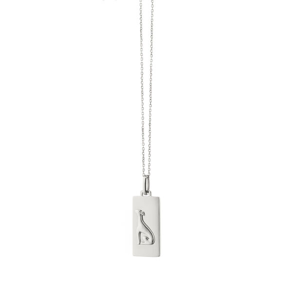 Pendentif Loyalty Dog en argent avec saphir blanc