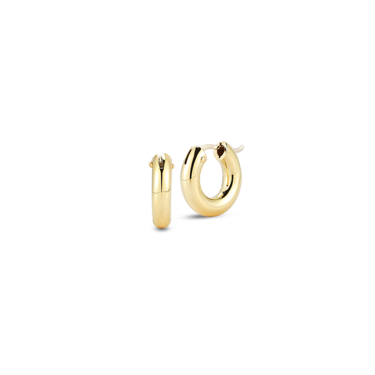 maison birks roberto coin basic yellow gold 15mm round hoop earrings image number 0