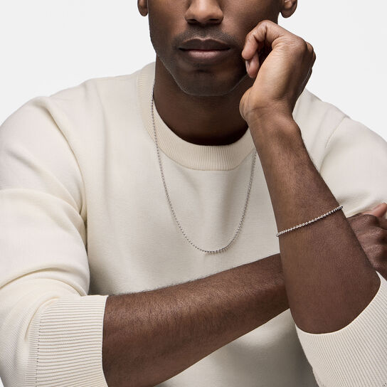 Birks Essentials Sterling Silver Beaded Chain Necklace image number 2