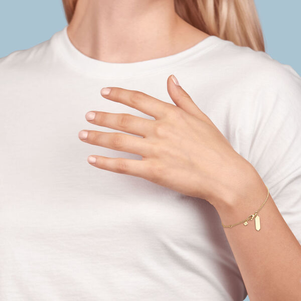 Yellow Gold Chain Engravable Charm Bracelet