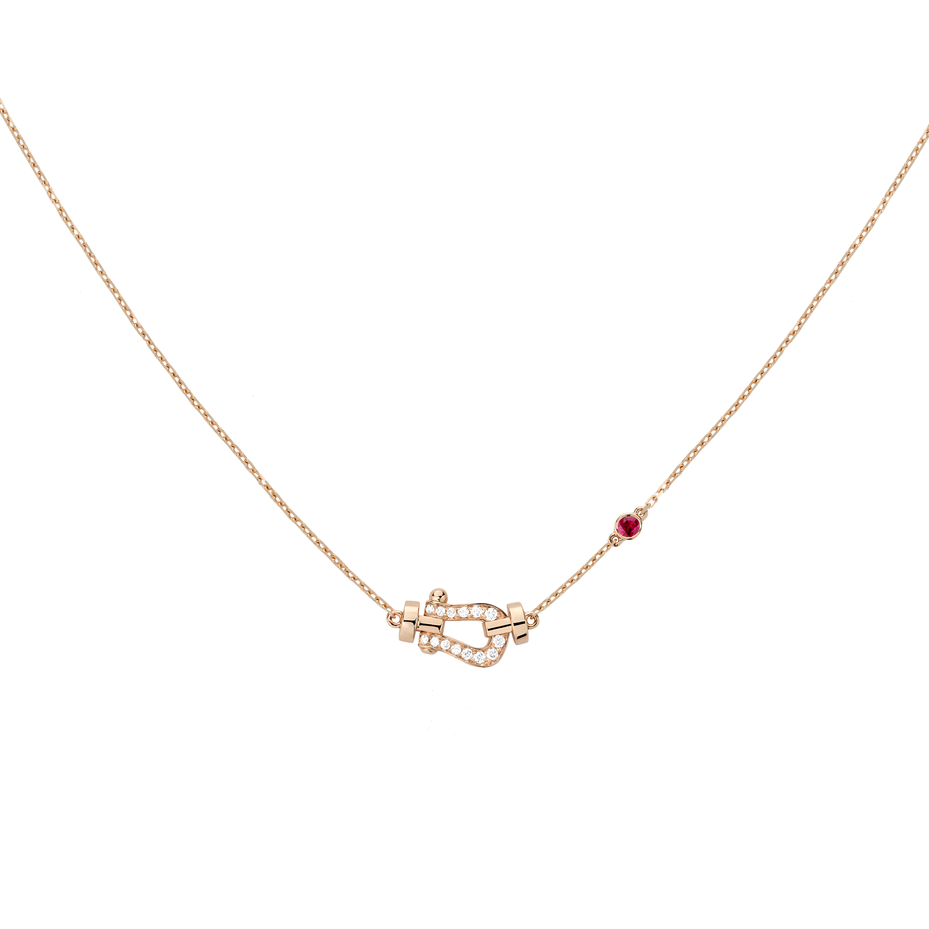 Force 10 Small Rose Gold, Diamond and Ruby Necklace