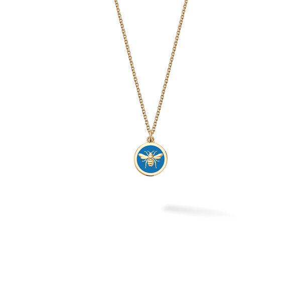 Small Blue Enamel and Yellow Gold Round Medallion