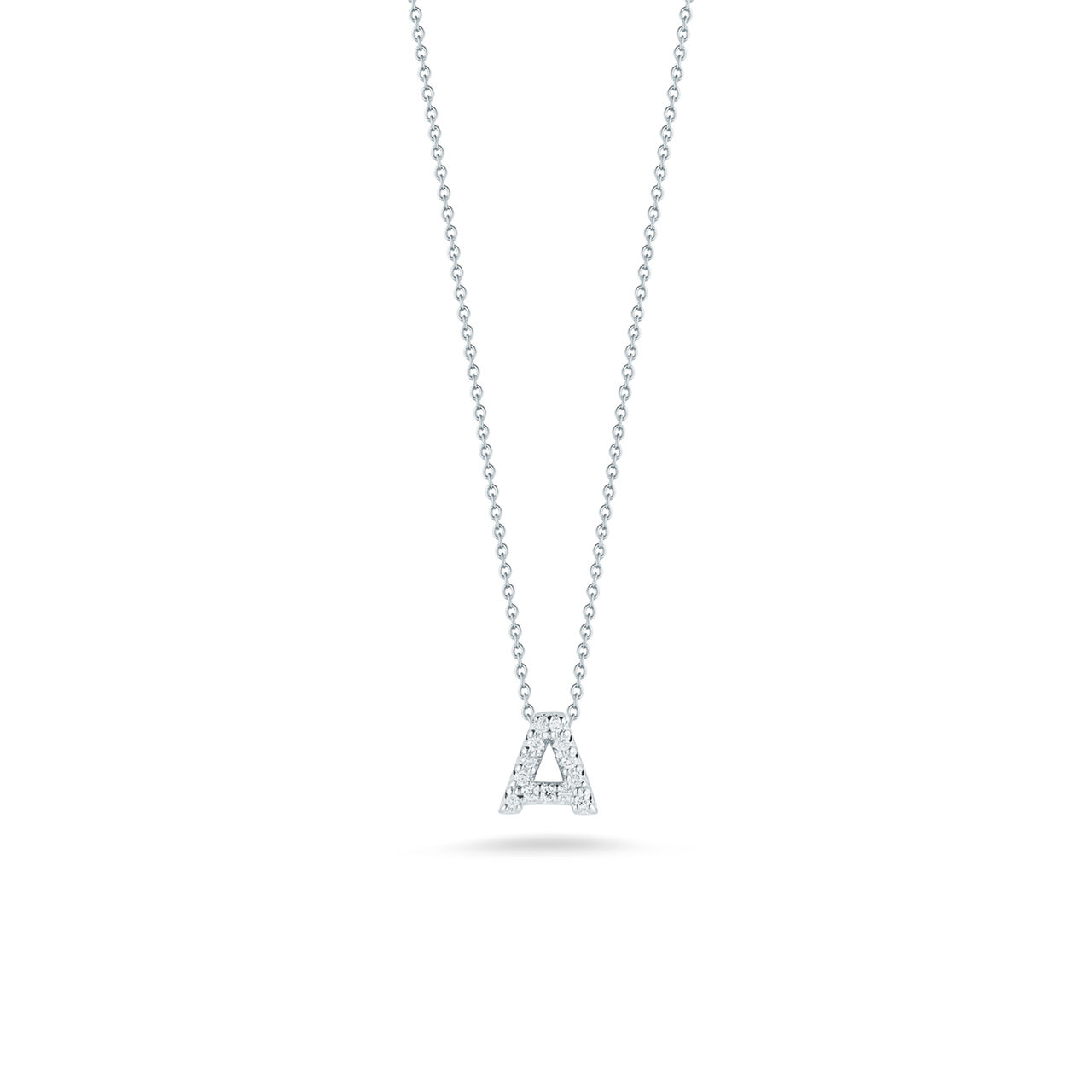 maison birks roberto coin tiny treasures love letter a white gold diamond pendant image number 0