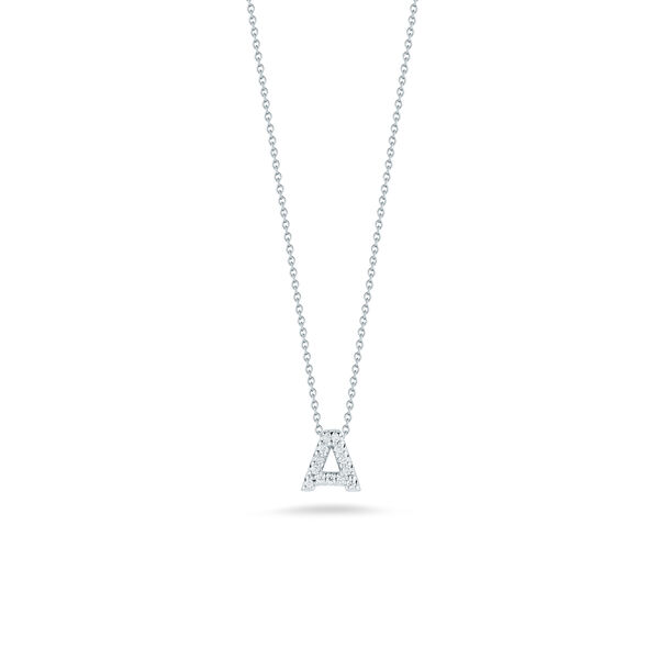 Pendentif Tiny Treasures Love Letter A en or blanc avec diamants