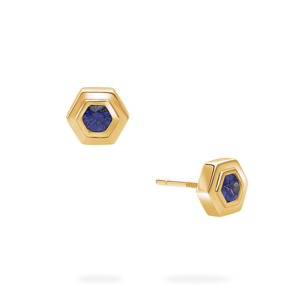 Boucles d&rsquo;oreilles pierre de naissance en or jaune, saphir