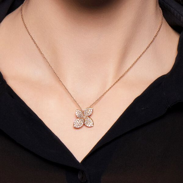 Petit Garden Rose Gold and Diamond Pavé Pendant