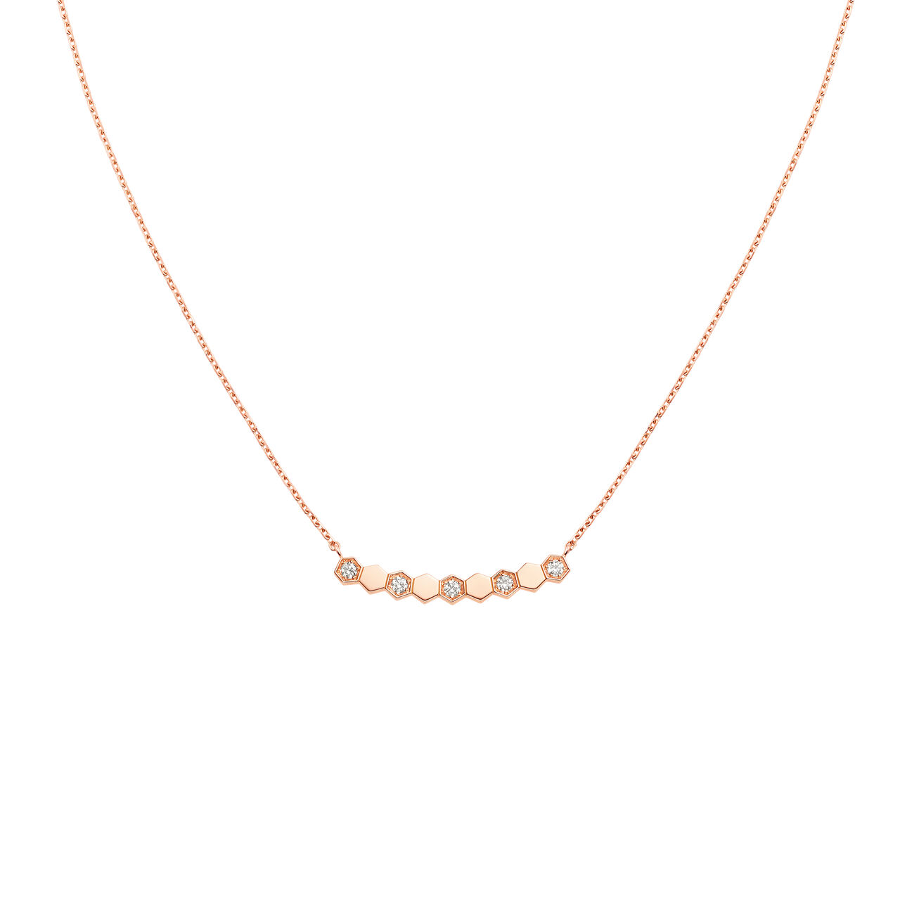 maison birks chaumet bee my love rose gold diamond half pave necklace 083983 image number 0