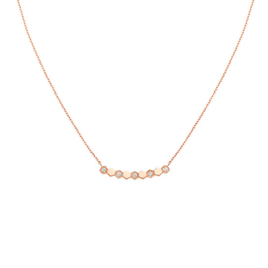 maison birks chaumet bee my love rose gold diamond half pave necklace 083983 image number 0