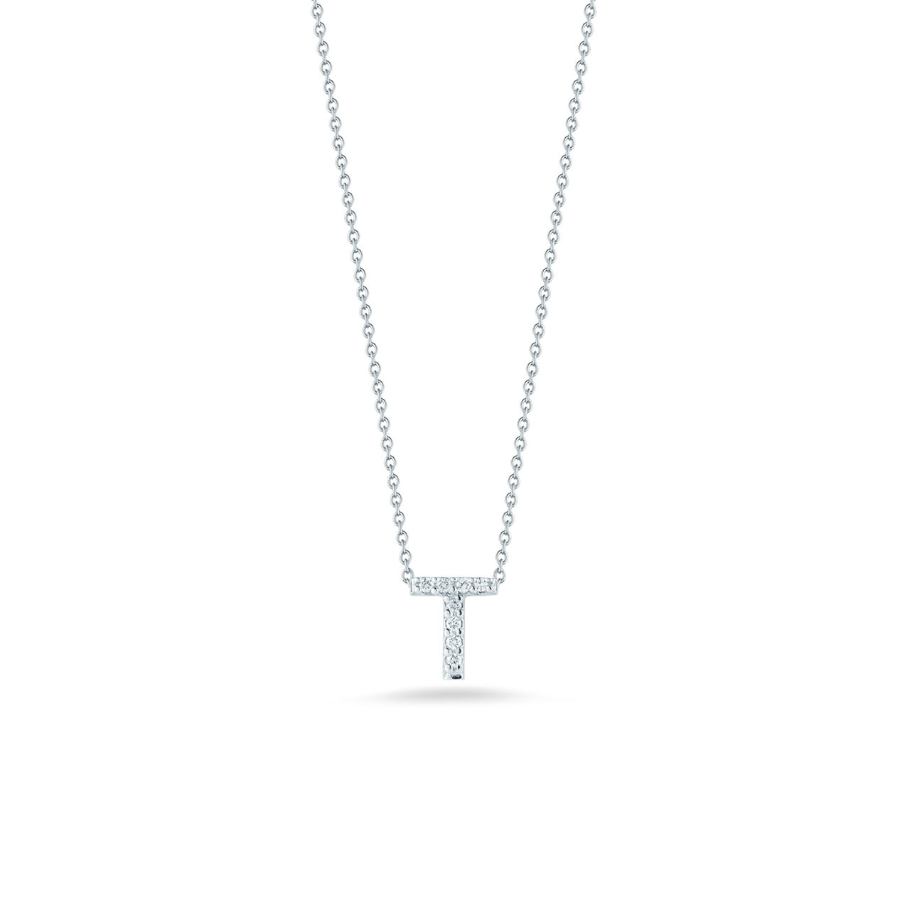 maison birks roberto coin tiny treasures love letter t white gold diamond necklace image number 0