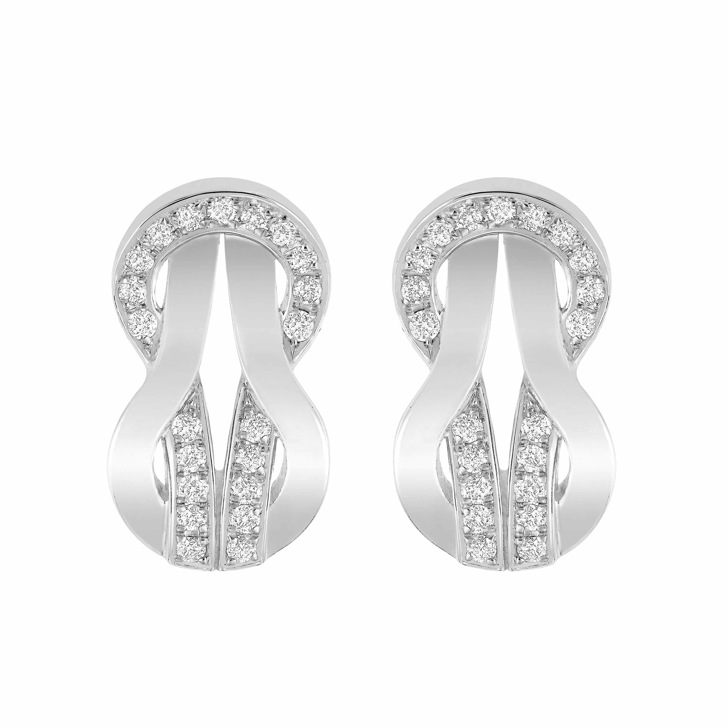 Chance Infinie Small White Gold and Diamond Pavé Stud Earrings