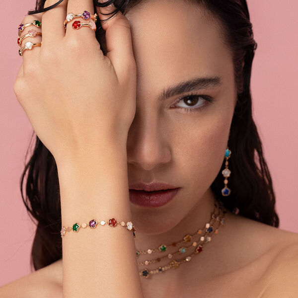 Bracelet Figlia dei Fiori en or rose avec pierres pr&eacute;cieuses