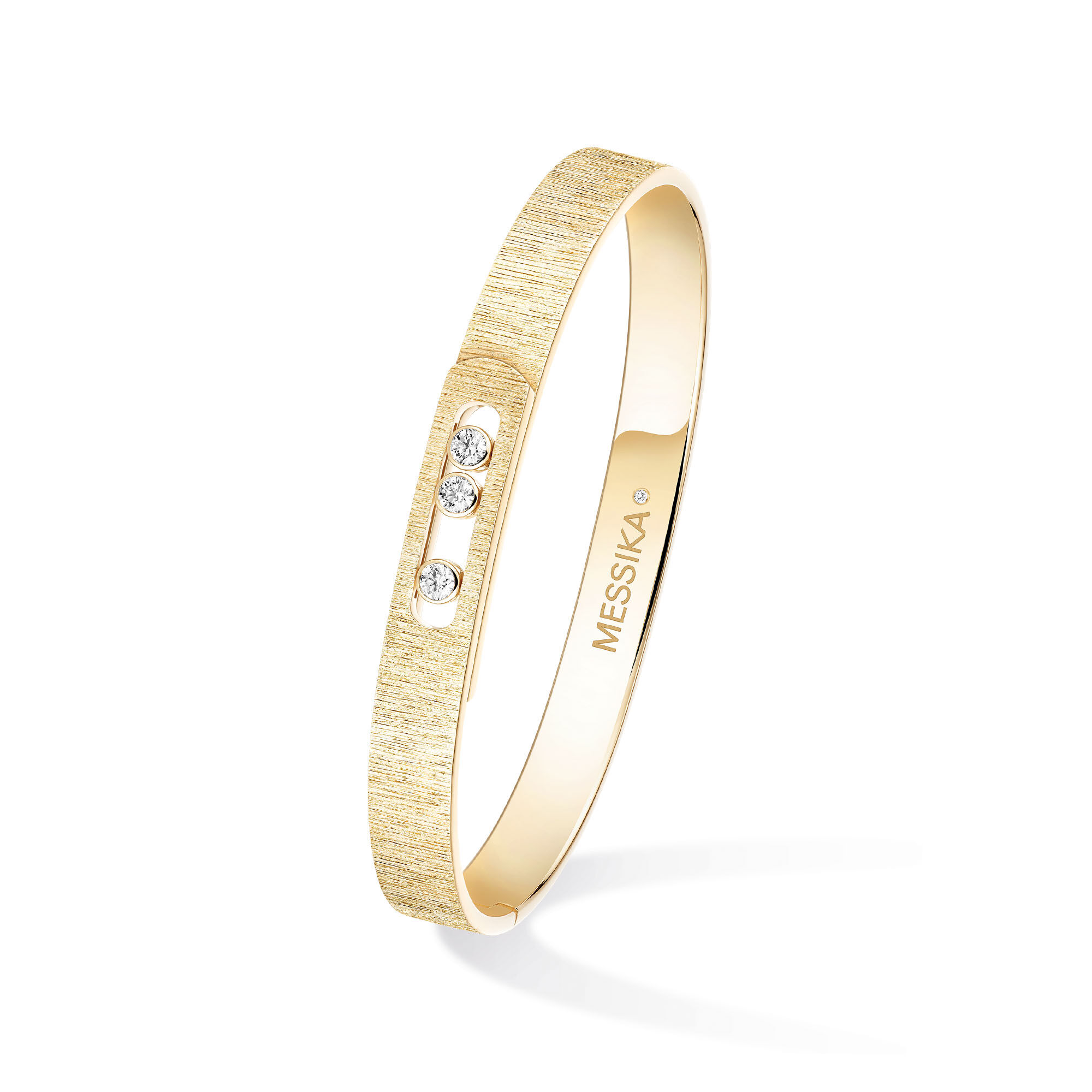 Move Noa Ciselé Yellow Gold and Diamond Bangle