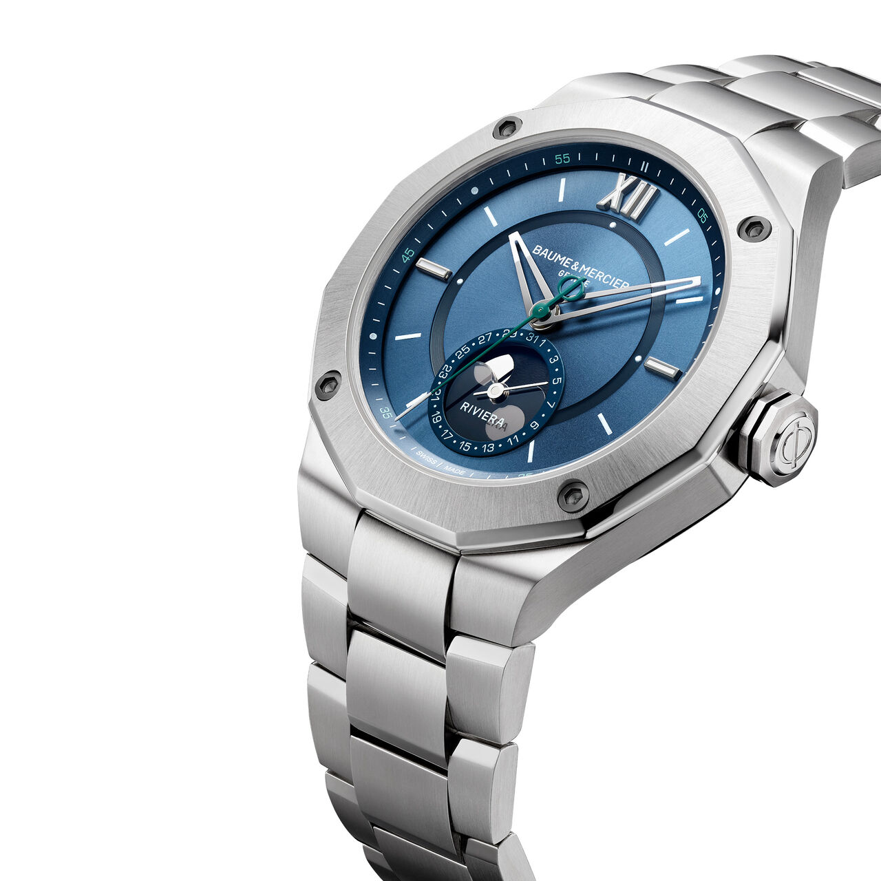 Baume & Mercier M0A10682 Riviera Automatic Moonphase 43 mm Stainless Steel Side image number 3