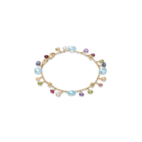 Bracelet Paradise en or jaune avec pierres de couleur et perles