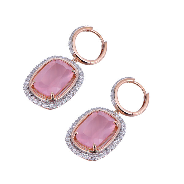 Rose Quartz Earrings in Rose Gold