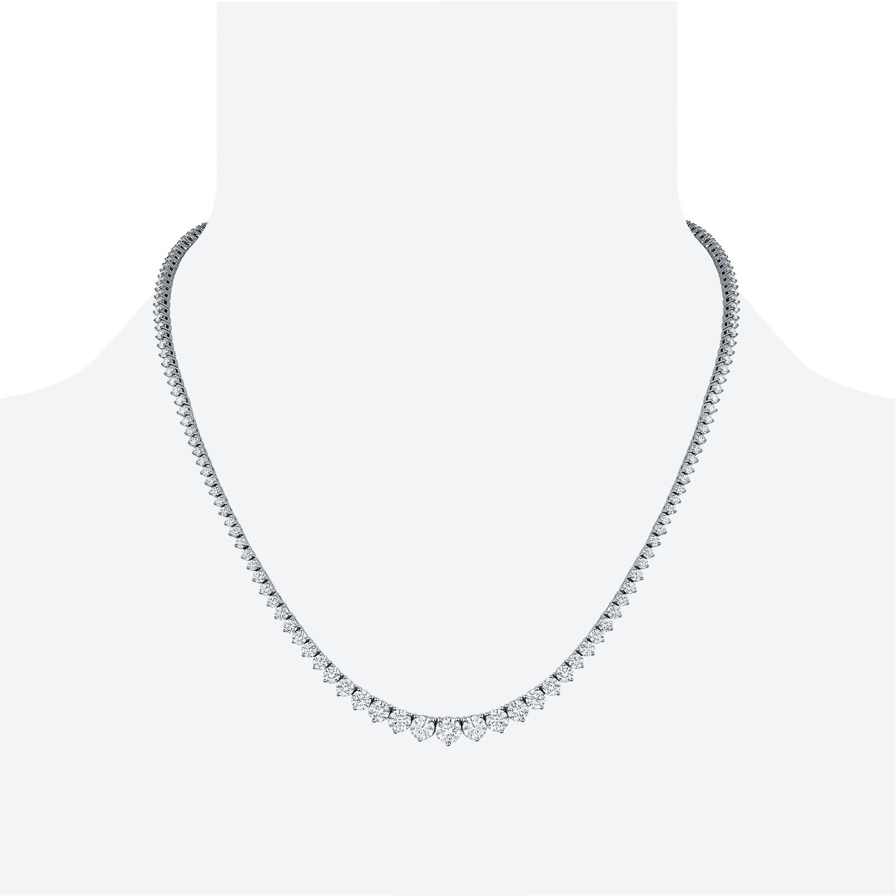White Gold Riviera Necklace with Graduated Diamonds image number 1