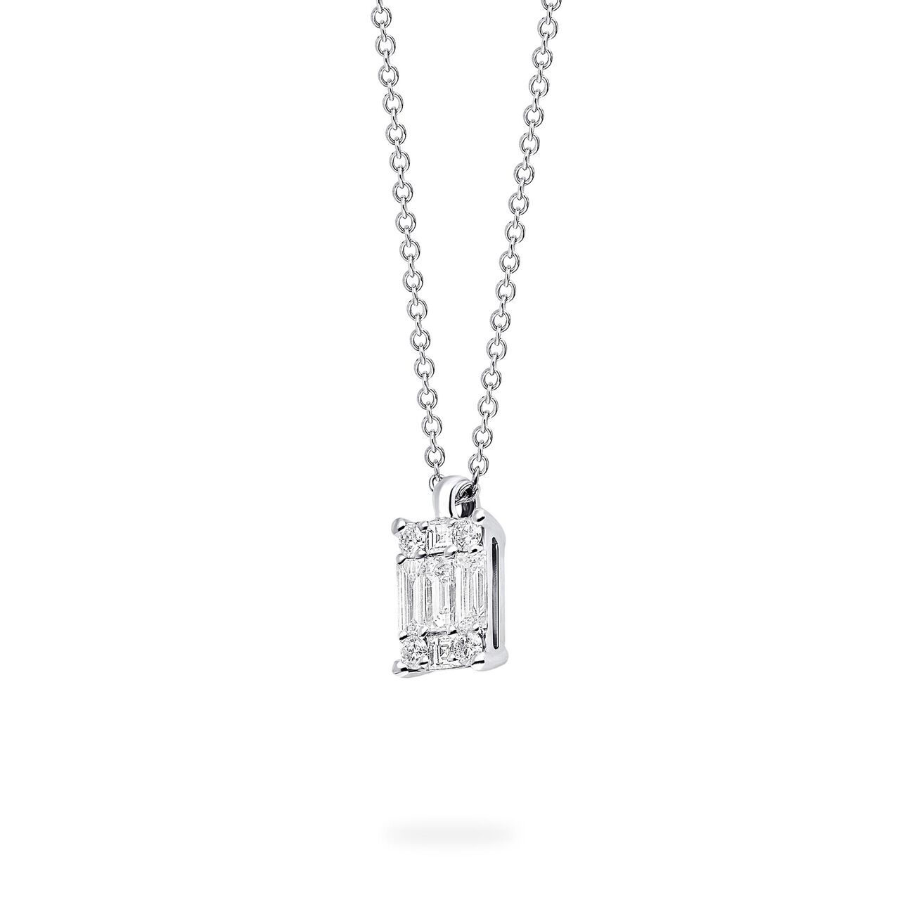 White Gold and Diamond Rectangular Cluster Pendant, Large image number 2