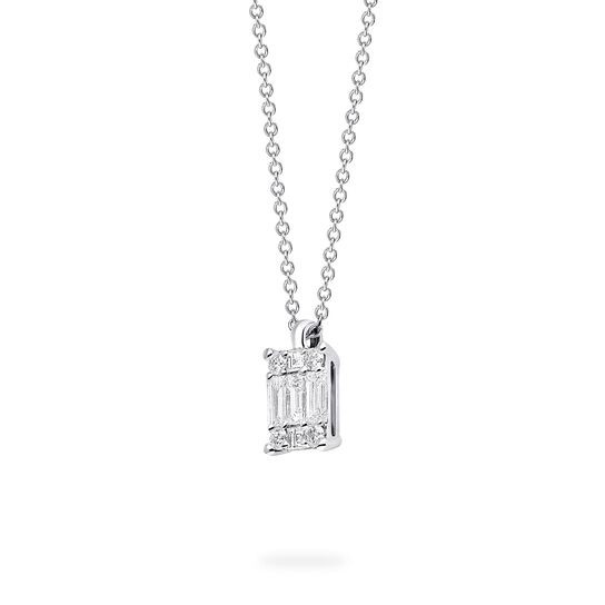 White Gold and Diamond Rectangular Cluster Pendant, Large image number 2