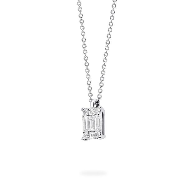 Pendentif en or blanc et diamants en forme de grappe rectangulaire, large