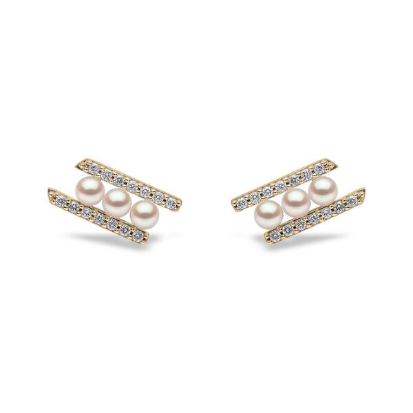 Boucles d'oreilles Sleek en or jaune avec perles et diamants