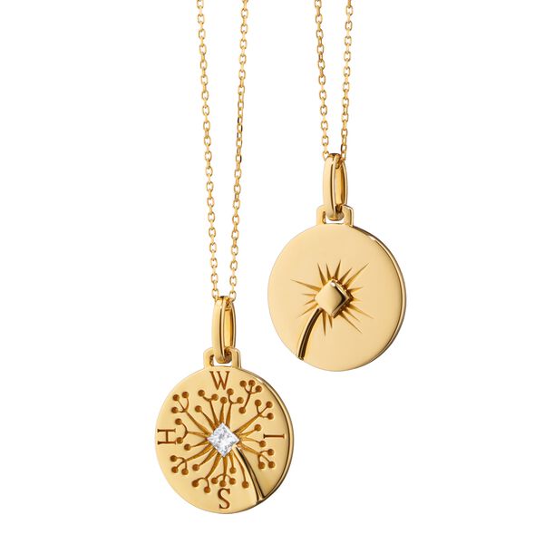 Pendentif Modern Charm Dandelion Intaglio en or jaune