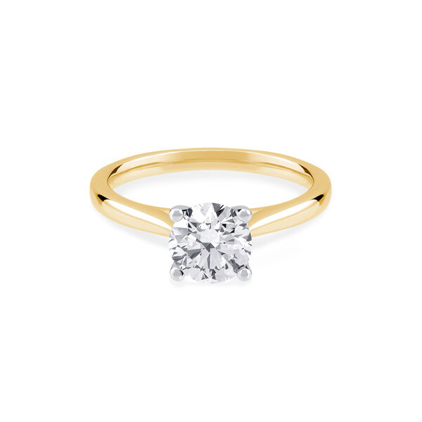 Bague de fiançailles en or jaune à diamant solitaire rond