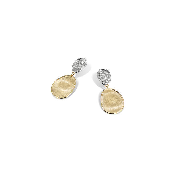 Lunaria Small Yellow Gold and Diamond Drop Earrings