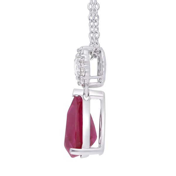 Pendentif goutte d'eau avec rubie et diamants