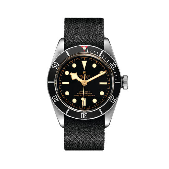 tudor black bay 41 mm black strap pink index dial disc in matt black anodised aluminium m79230n 0005 image number 0