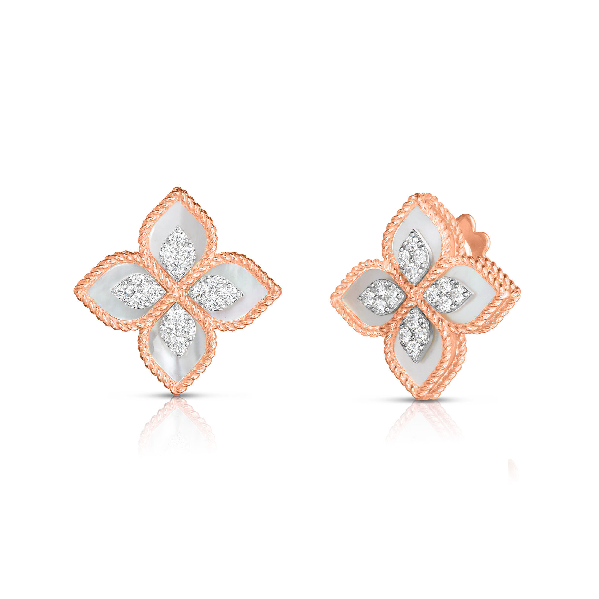 Venetian Princess Rose Gold Mother of Pearl and Diamond Earrings Roberto Coin 8882784AHERX