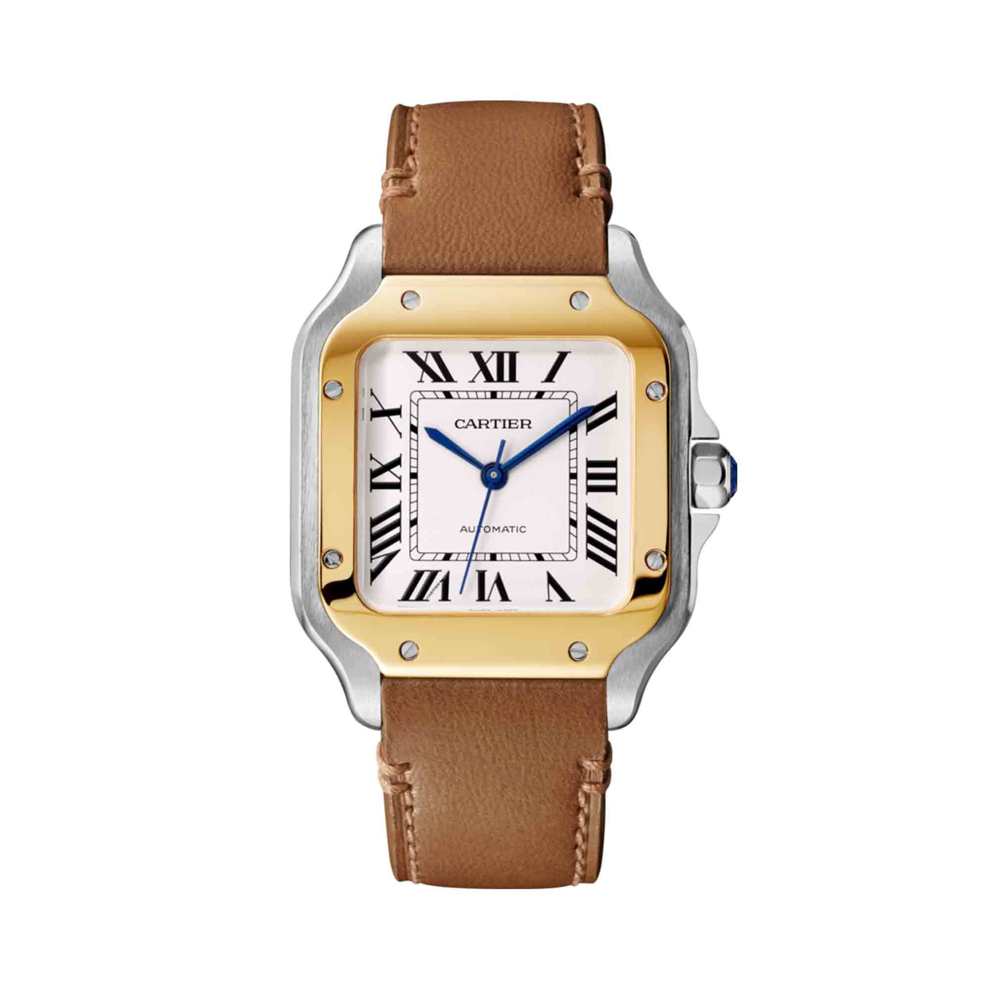 Cartier santos steel gold best sale