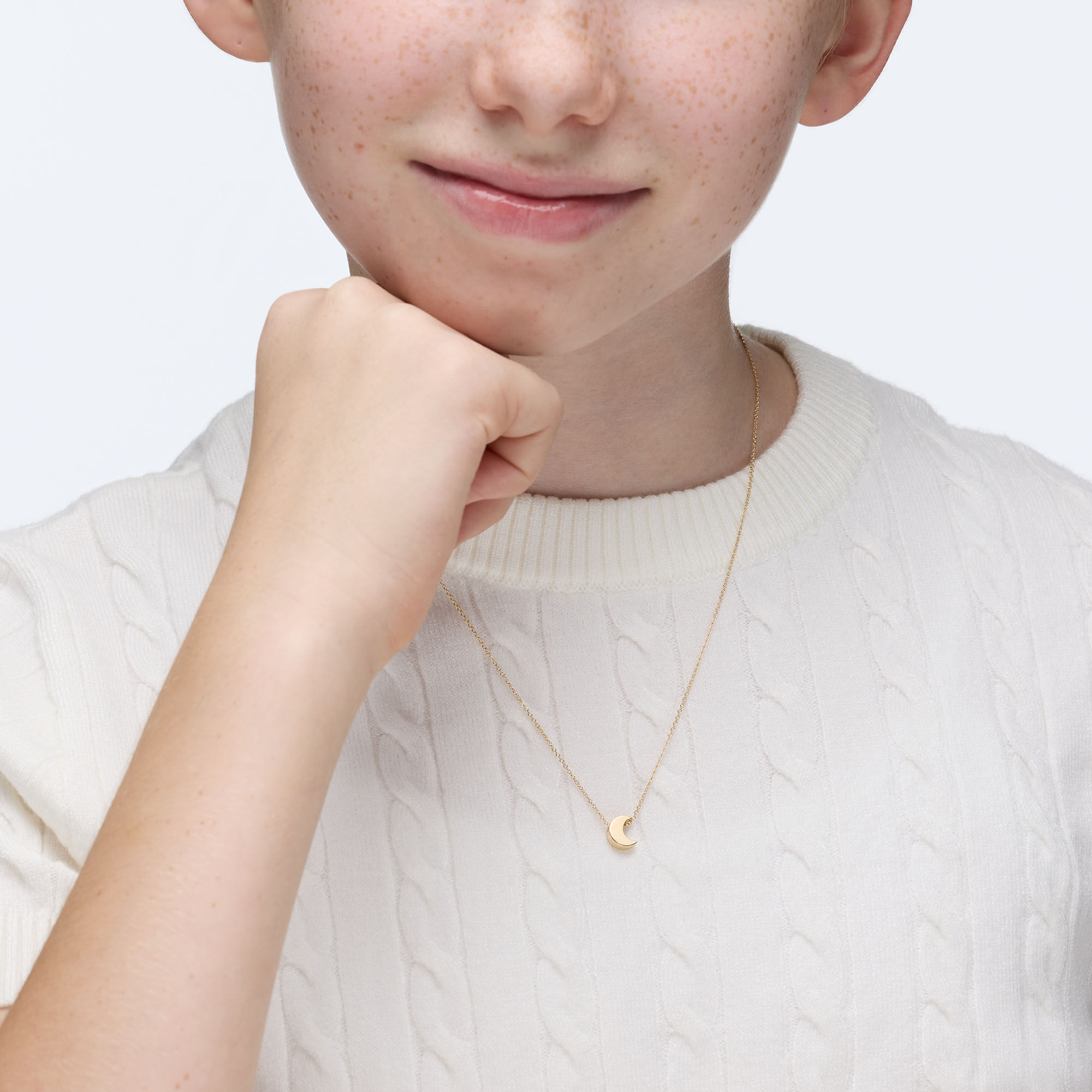 Yellow Gold Moon Pendant for Kids