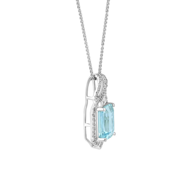 Aquamarine Pendant with Diamond Accents