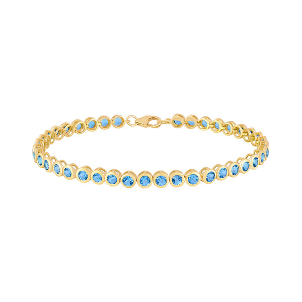 Bracelet en ligne topaze bleu avec pierre ronde