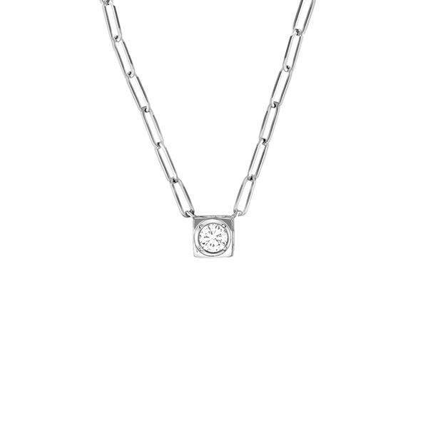 Le Cube Diamant Large White Gold Diamond Necklace