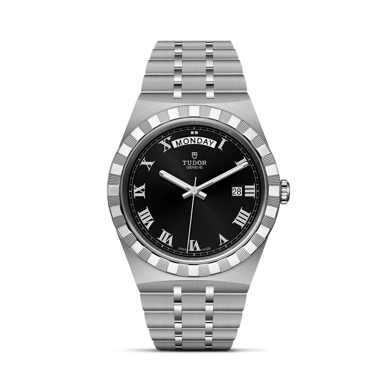 maison birks tudor royal 41 mm steel case dark coloured dial steel bracelet m28600 0003 image number 0