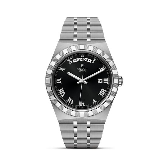 maison birks tudor royal 41 mm steel case dark coloured dial steel bracelet m28600 0003 image number 0