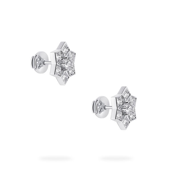 White Gold Snowflake Stud Earrings, Large