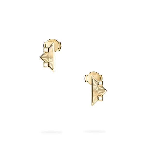 Guilloché Symmetric Yellow Gold Earrings, Small