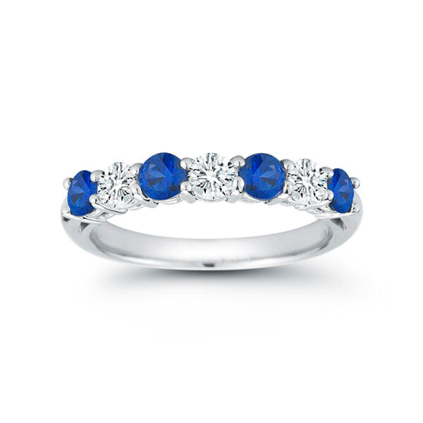 Alliance à 7 pierres dont 0.45 ct de diamants et 0.72 ct de saphirs