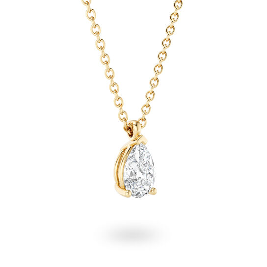 Birks Blue Pendentif avec diamant solitaire taille poire en or jaune image number 1