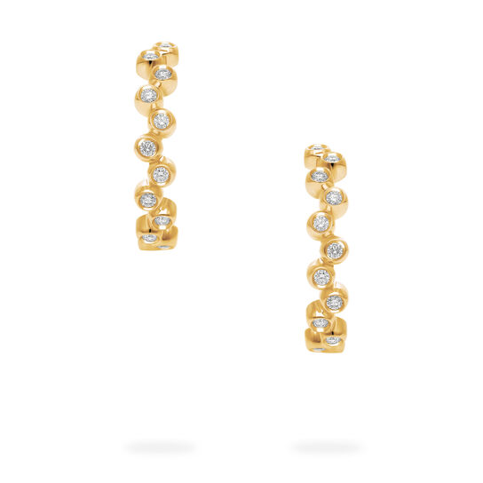 Birks Iconic Yellow Gold and Diamond Splash 18 mm Hoop Earrings image number 2