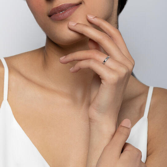 Birks Blue White Gold Wedding Band with Sapphire Accent on model image number 3
