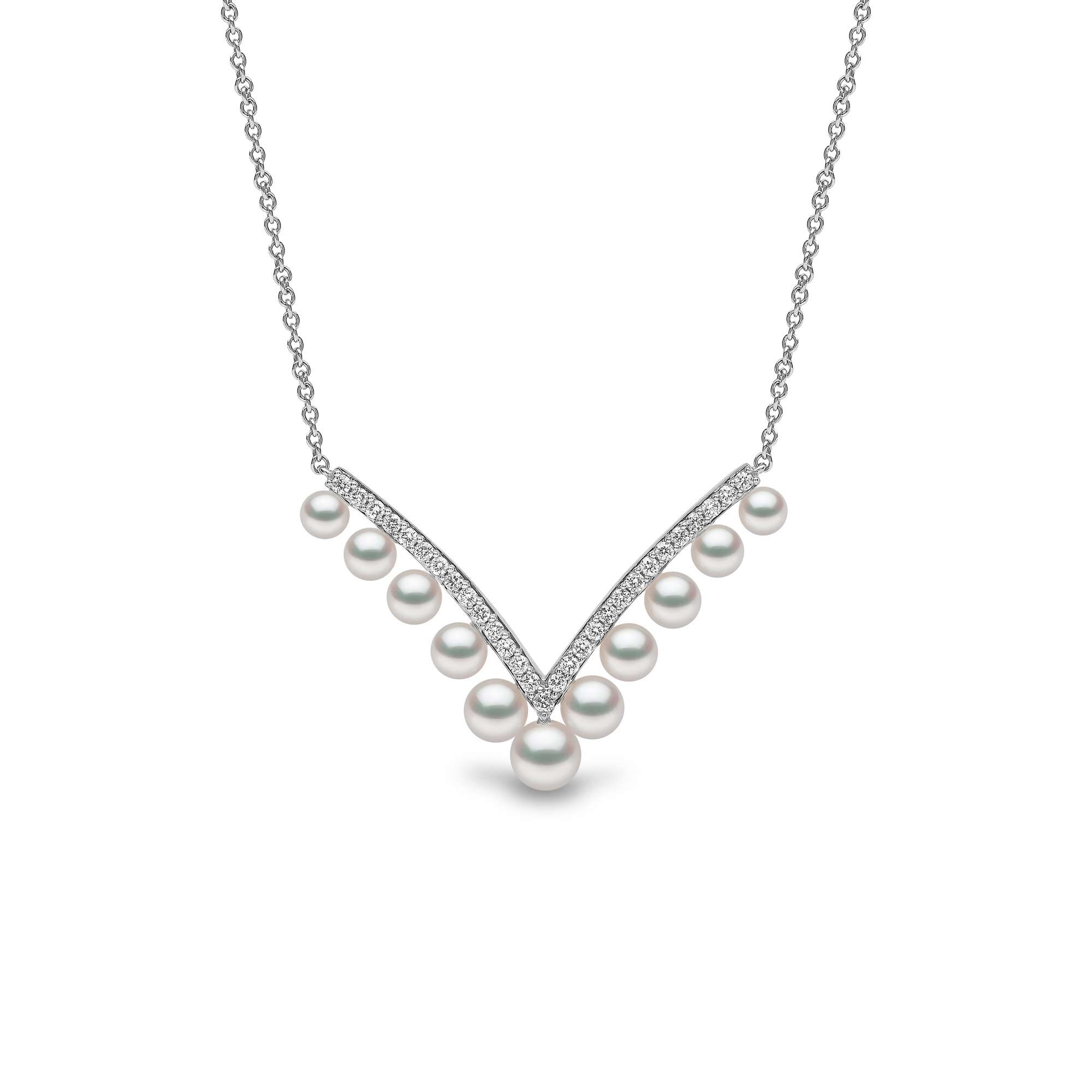Sleek White Gold Pearl and Diamond Necklace Yoko London QYN2230 7X DIY