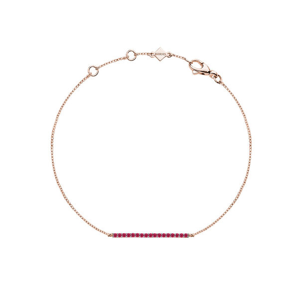 Bracelet à barre horizontale or rose et rubis