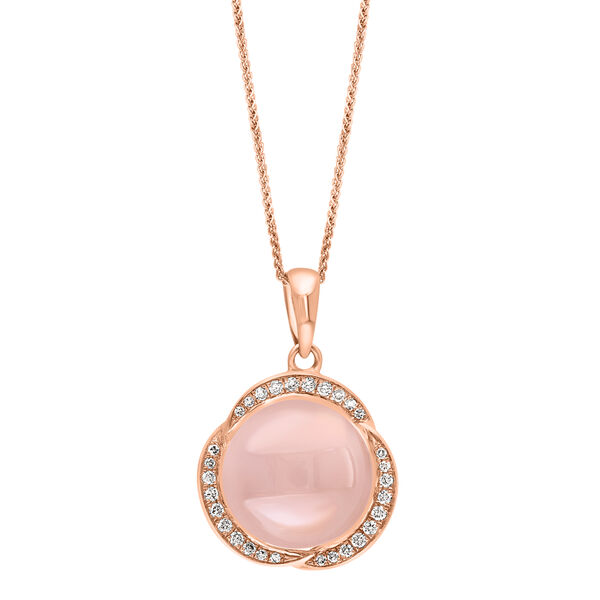 Round-Cut Rose Quartz and Diamond Pendant