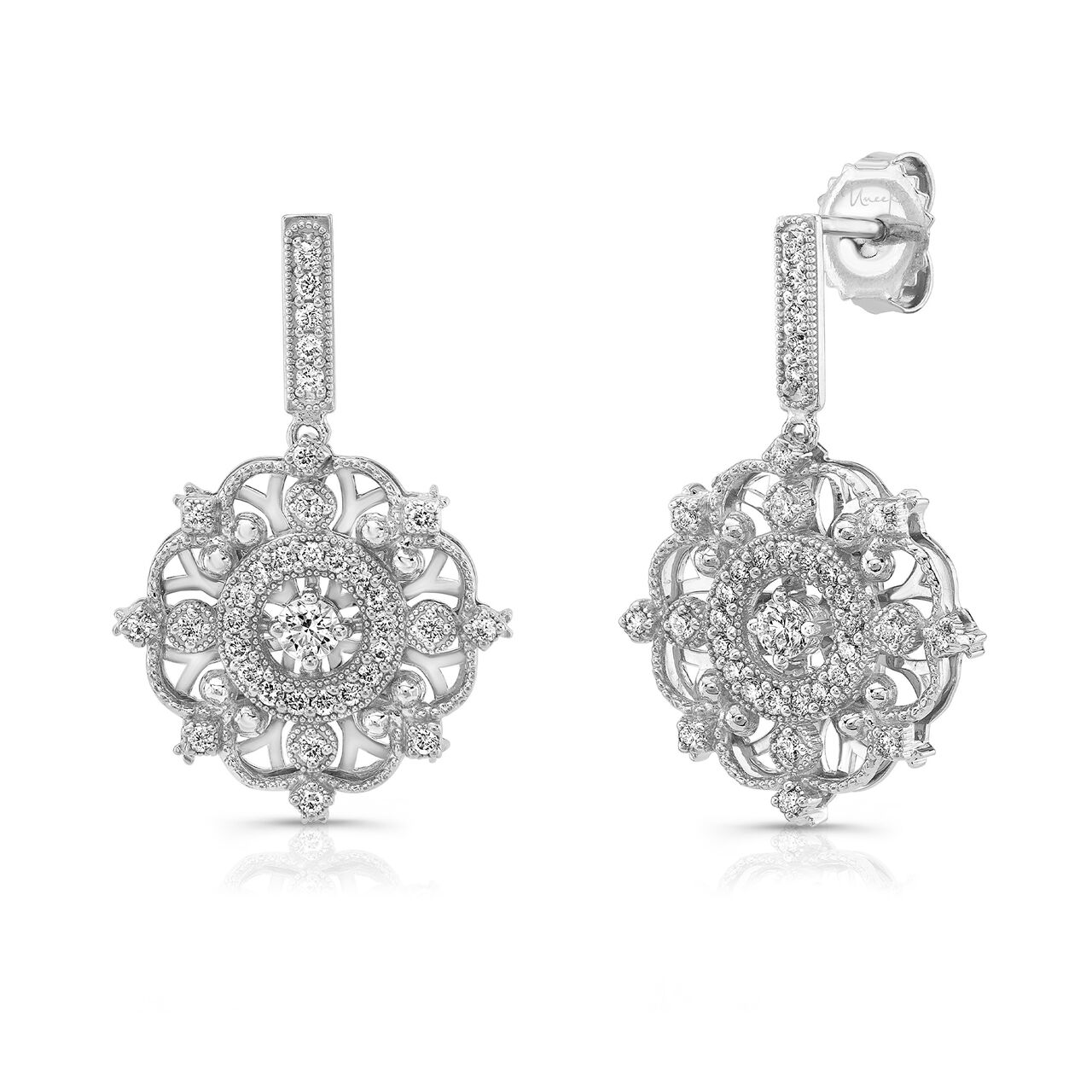 Uneek White Gold Snowflake Earrings Diamonds E280W Front image number 0