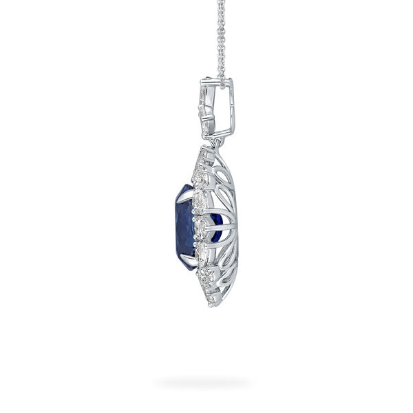 Sapphire Oval-Cut Pendant with Diamonds in White Gold