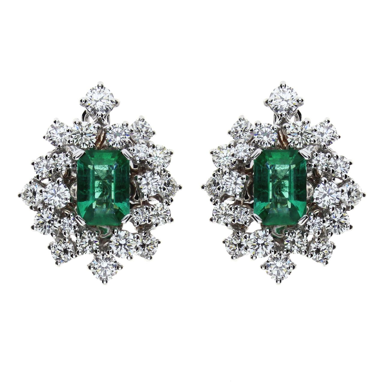 Damiani Mimosa White Gold, Emerald and Diamond Stud Earrings 20071704 Front image number 0