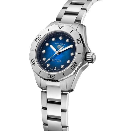 tag heuer aquaracer professional 200 automatic steel and diamond 30 mm wbp2411 ba0622 angle image number 1